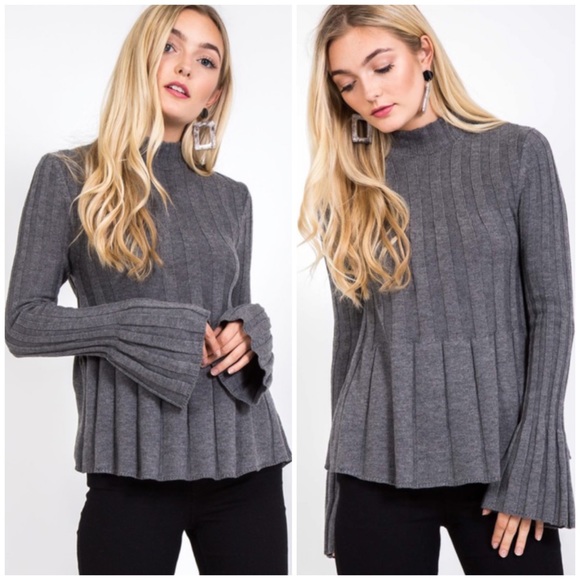 ❄️LAST2️⃣//GRAY WOOL BLEND RIBBED SWEATER - Picture 3 of 8